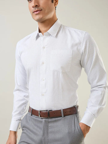Grey Checkered Formal Shirt Tim Paris