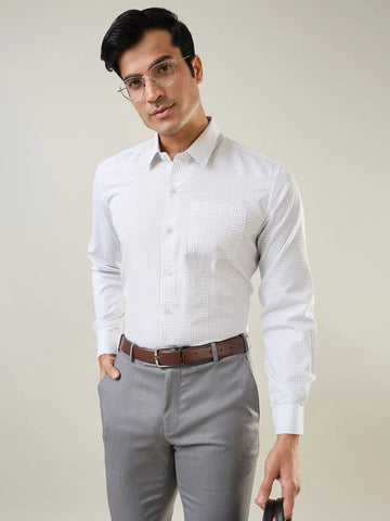 Grey Checkered Formal Shirt Tim Paris