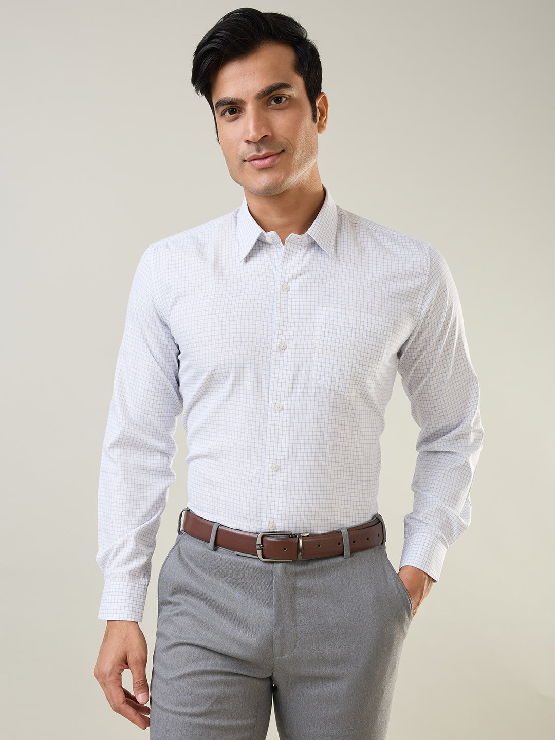 Navy Checkered Formal Shirt