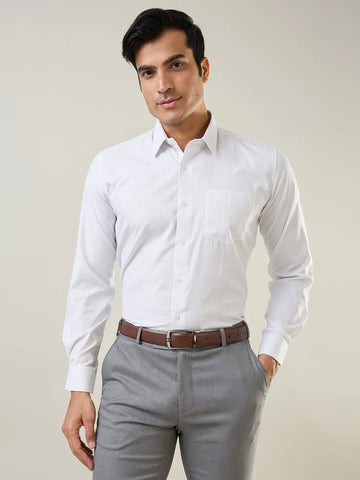 White Checkered Formal Shirt Tim Paris