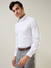 White Checkered Formal Shirt