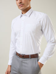 Navy Checkered Regular Fit Formal Shirt