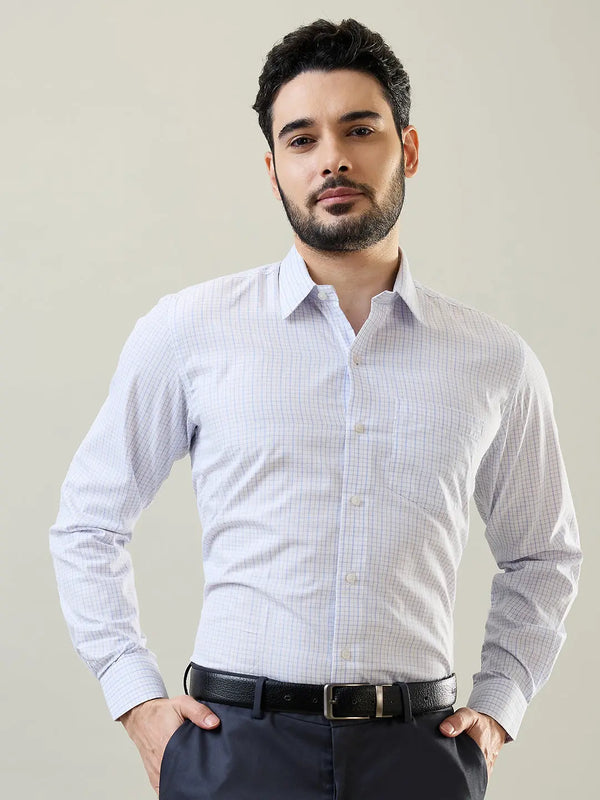 Blue Checkered Regular Fit Formal Shirt Tim Paris