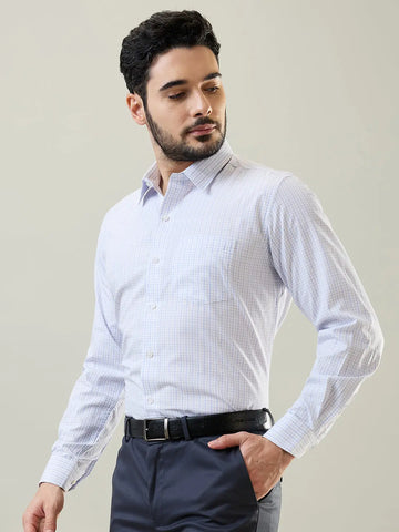 Blue Checkered Regular Fit Formal Shirt Tim Paris
