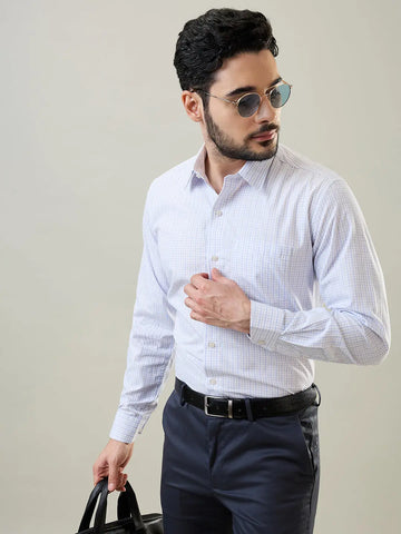 Blue Checkered Regular Fit Formal Shirt Tim Paris