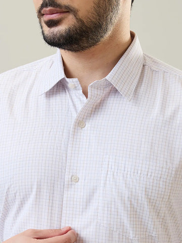 Brown Checkered Regular Fit Formal Shirt Tim Paris