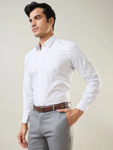 Grey Checkered Regular Fit Formal Shirt TIM PARIS