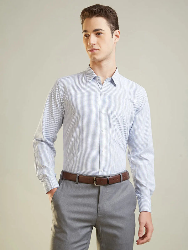 Navy Checkered Regular Fit Formal Shirt TIM PARIS