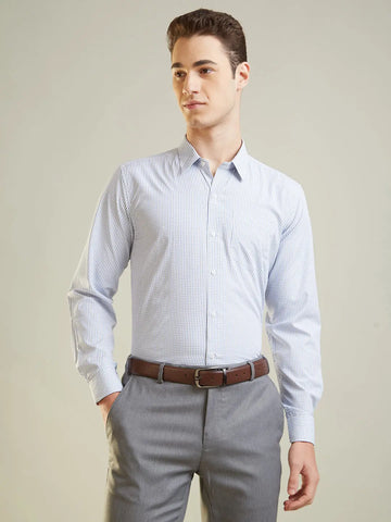 Navy Checkered Regular Fit Formal Shirt TIM PARIS