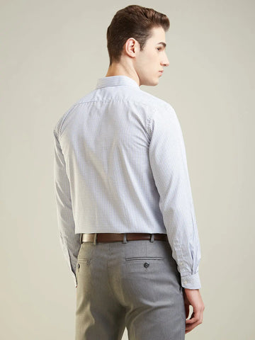 Navy Checkered Regular Fit Formal Shirt TIM PARIS