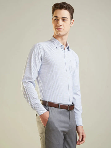 Navy Checkered Regular Fit Formal Shirt TIM PARIS