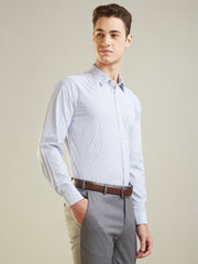 Navy Checkered Regular Fit Formal Shirt