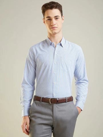 Royal Blue Checkered Formal Shirt Tim Paris