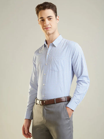 Royal Blue Checkered Formal Shirt Tim Paris