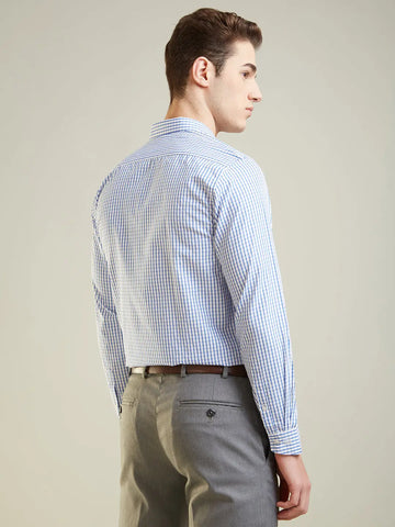 Royal Blue Checkered Formal Shirt Tim Paris