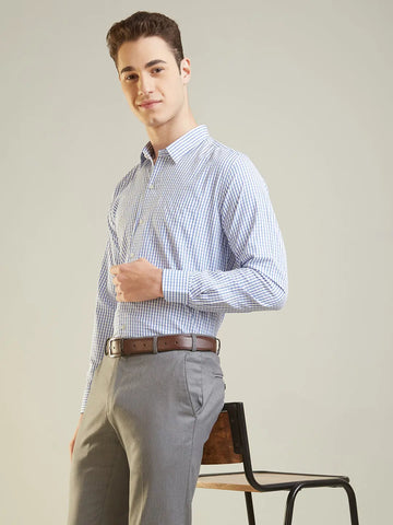 Royal Blue Checkered Formal Shirt Tim Paris