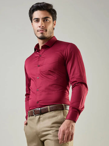 Maroon Solid Formal Shirt Tim Paris