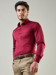 Maroon Solid Formal Shirt