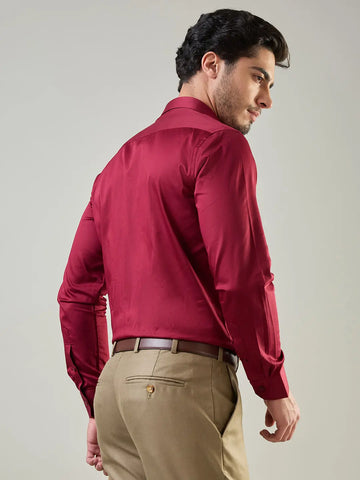 Maroon Solid Formal Shirt Tim Paris