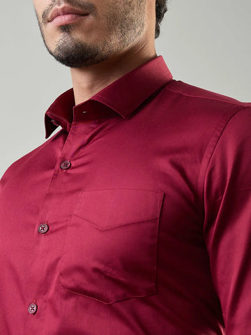 Maroon Solid Formal Shirt Tim Paris