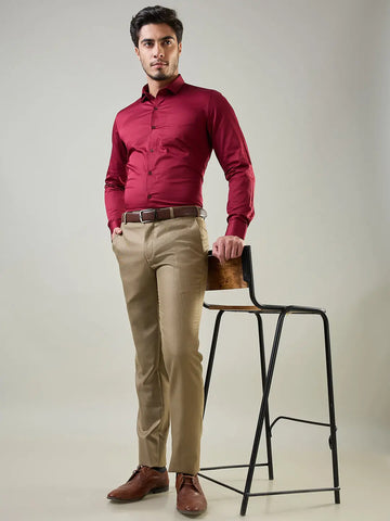 Maroon Solid Formal Shirt Tim Paris