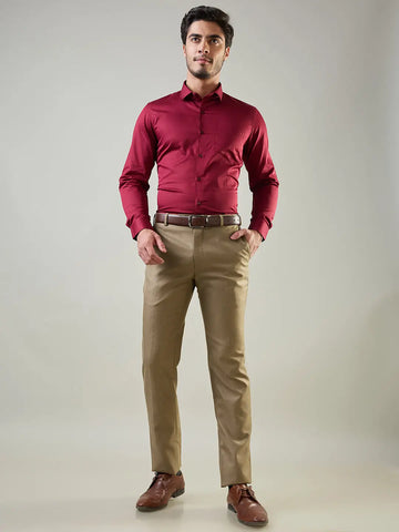 Maroon Solid Formal Shirt Tim Paris