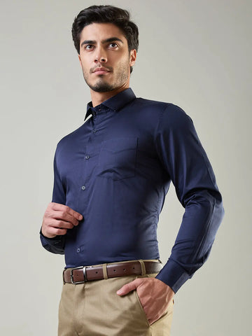 Navy Solid Formal Shirt Tim Paris