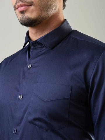Navy Solid Formal Shirt Tim Paris