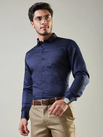 Navy Solid Formal Shirt Tim Paris