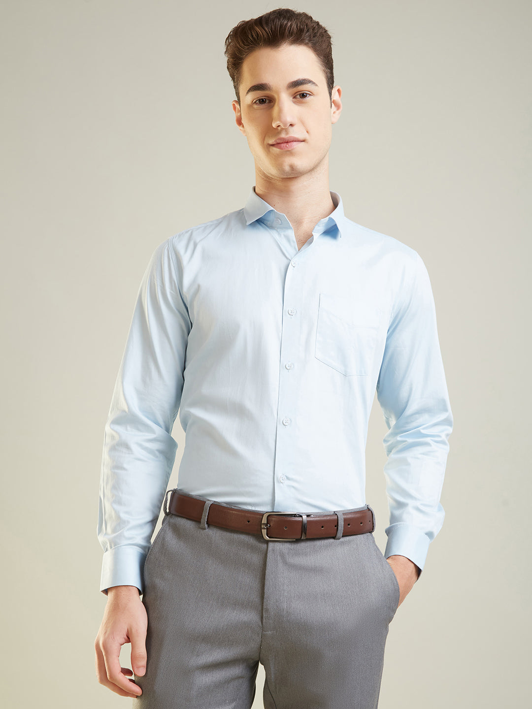 Sky Blue Solid Formal Shirt