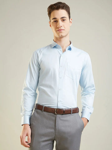 Sky Blue Solid Formal Shirt Tim Paris