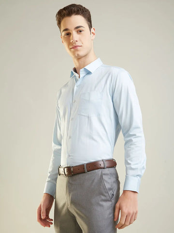 Sky Blue Solid Formal Shirt Tim Paris