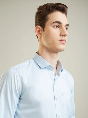 Sky Blue Solid Formal Shirt Tim Paris