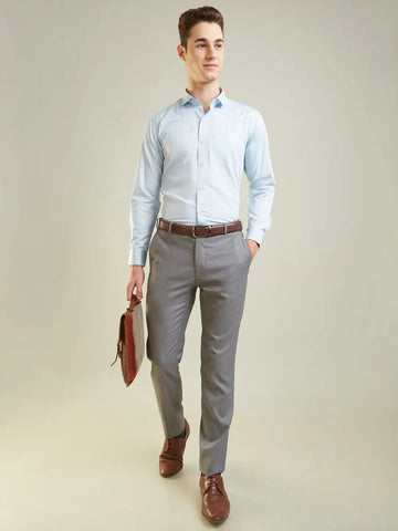 Sky Blue Solid Formal Shirt Tim Paris