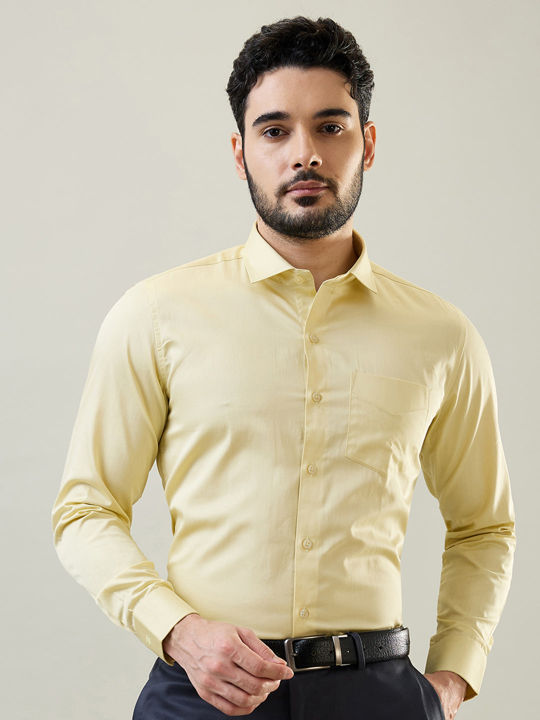 Yellow Solid Formal Shirt