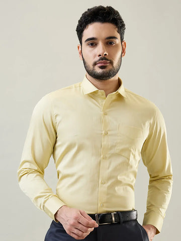 Yellow Solid Formal Shirt Tim Paris