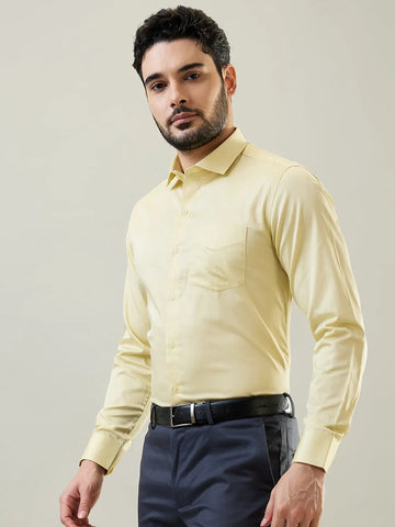 Yellow Solid Formal Shirt Tim Paris
