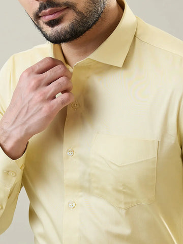 Yellow Solid Formal Shirt Tim Paris
