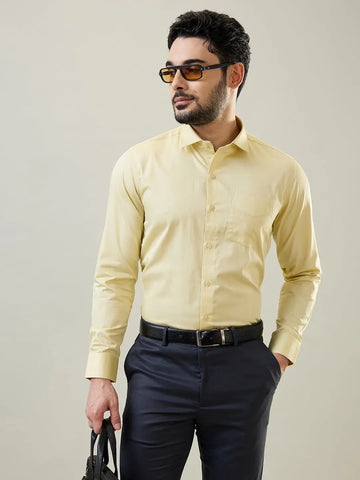 Yellow Solid Formal Shirt Tim Paris