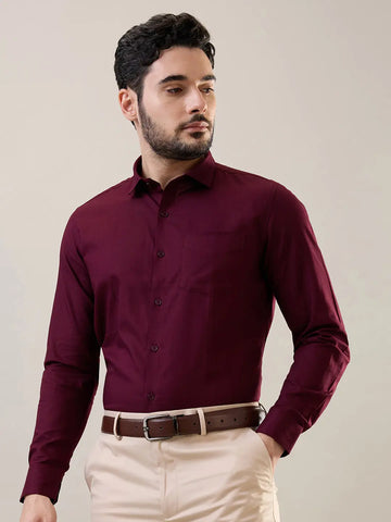 Burgundy Solid Formal Shirt Tim Paris