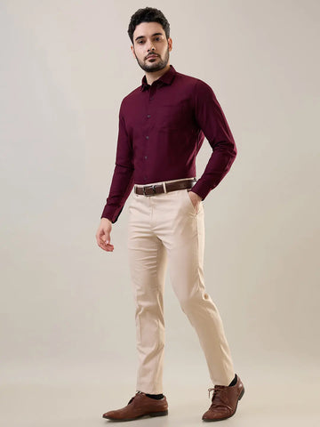 Burgundy Solid Formal Shirt Tim Paris