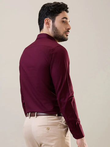 Burgundy Solid Formal Shirt Tim Paris