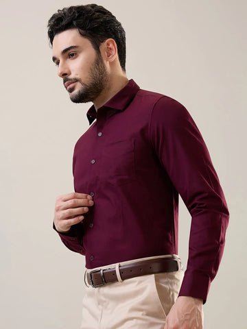 Burgundy Solid Formal Shirt Tim Paris