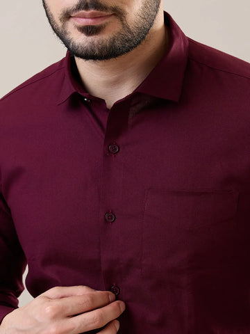 Burgundy Solid Formal Shirt Tim Paris