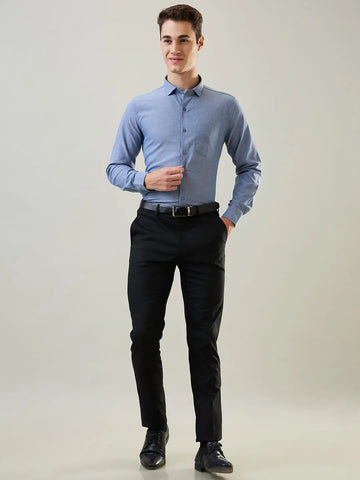 Blue Solid Formal Shirt Tim Paris