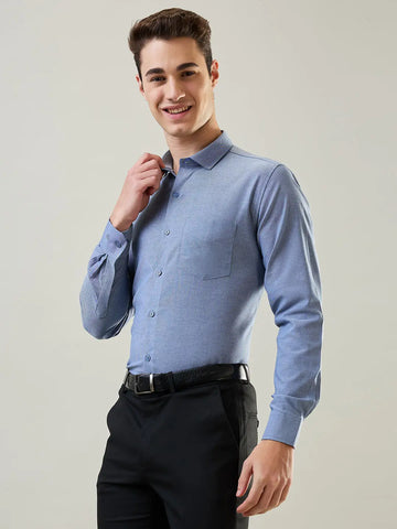 Blue Solid Formal Shirt Tim Paris