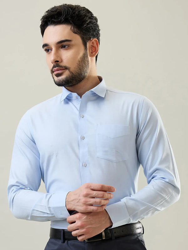 Light Blue Solid Formal Shirt Tim Paris