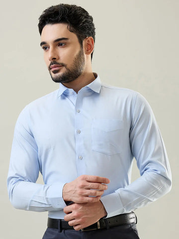 Light Blue Solid Formal Shirt Tim Paris