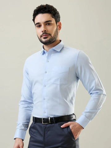 Light Blue Solid Formal Shirt Tim Paris