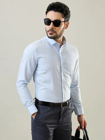 Light Blue Solid Formal Shirt Tim Paris